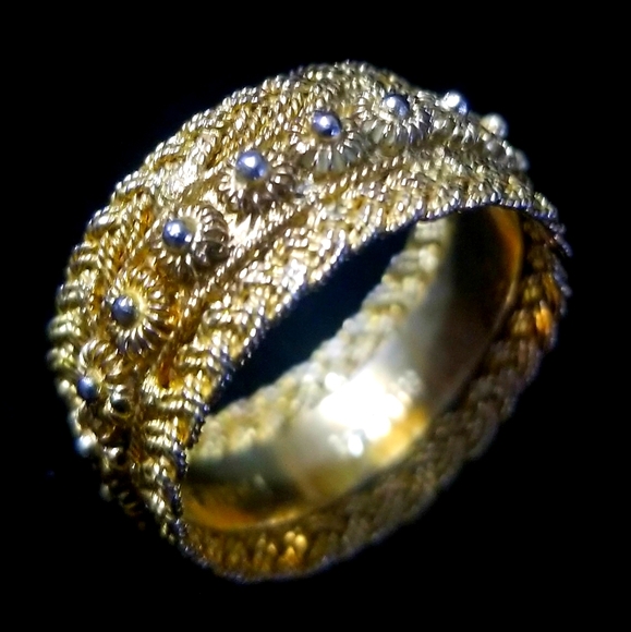 Gold Plate Stamped Silver Ring Size 9 - Picture 2 of 6